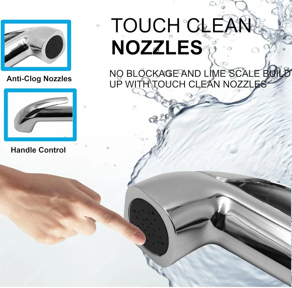 Health Faucet Bidet Sprayer Silver ABS Health Faucet with 1 Meter 304-Grade SS Hose Pipe & Hook