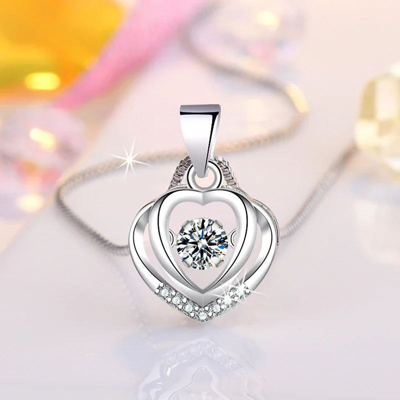 925 Sterling Silver Heart Pendant Necklace for Women
