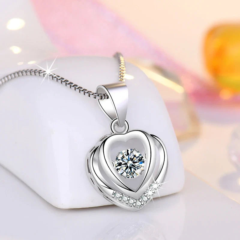 925 Sterling Silver Heart Pendant Necklace for Women