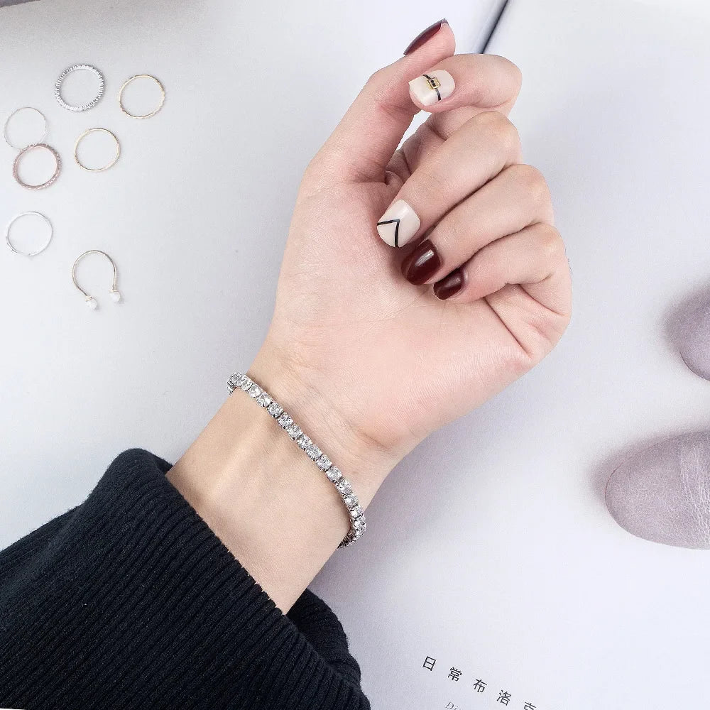 S925 Sterling Silver Zirconia Tennis Ball Bracelet
