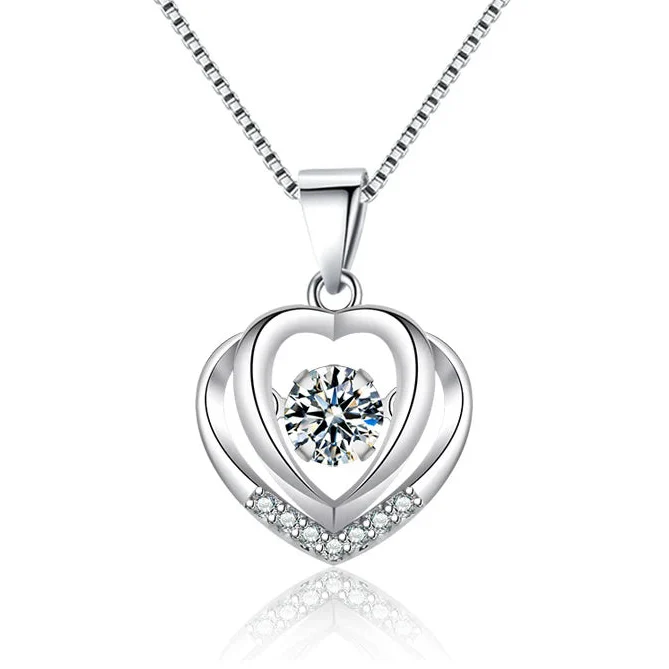 925 Sterling Silver Heart Pendant Necklace for Women